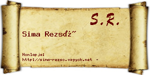 Sima Rezső névjegykártya